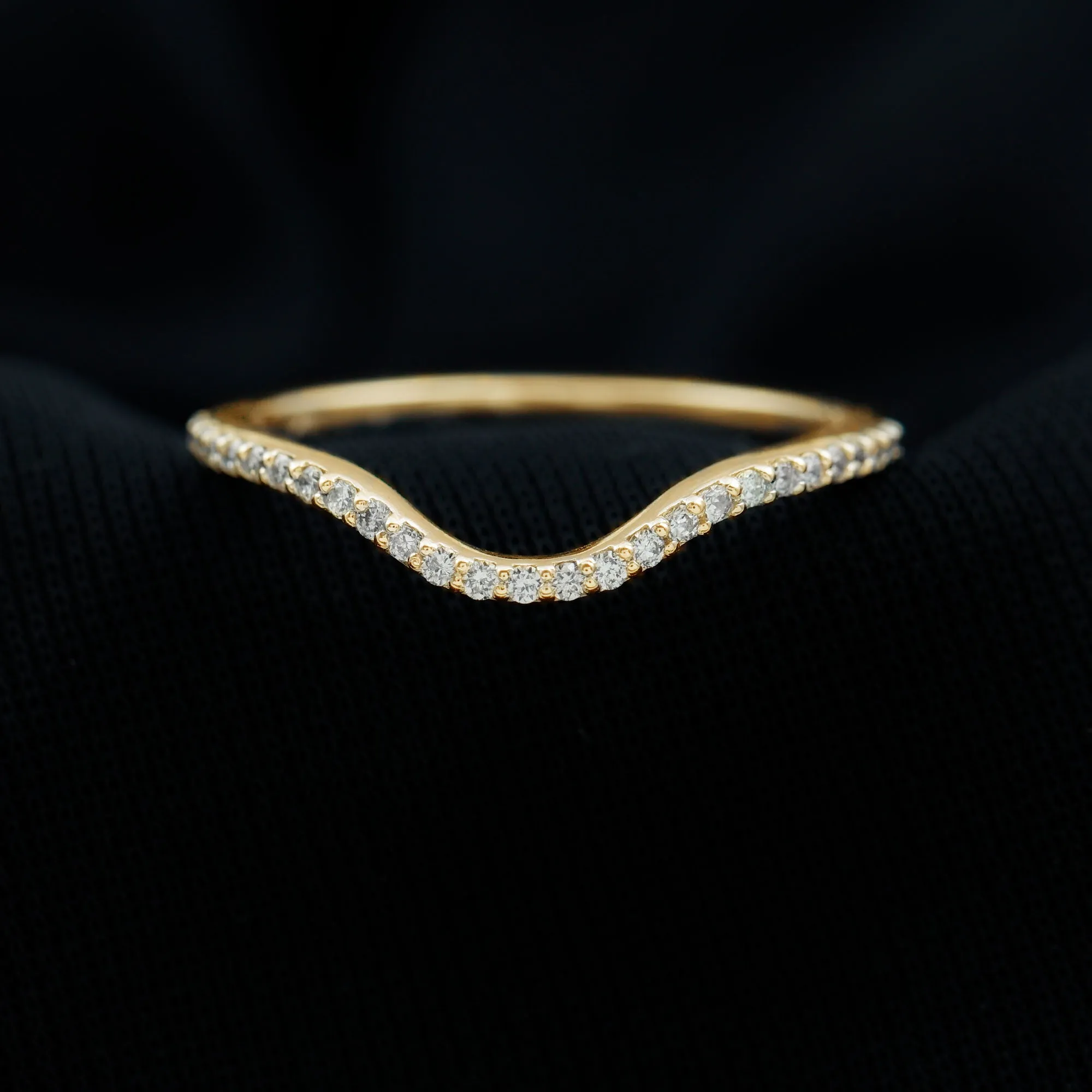 0.25 CT Natural and Certified Diamond Gold Curved Enhancer Ring