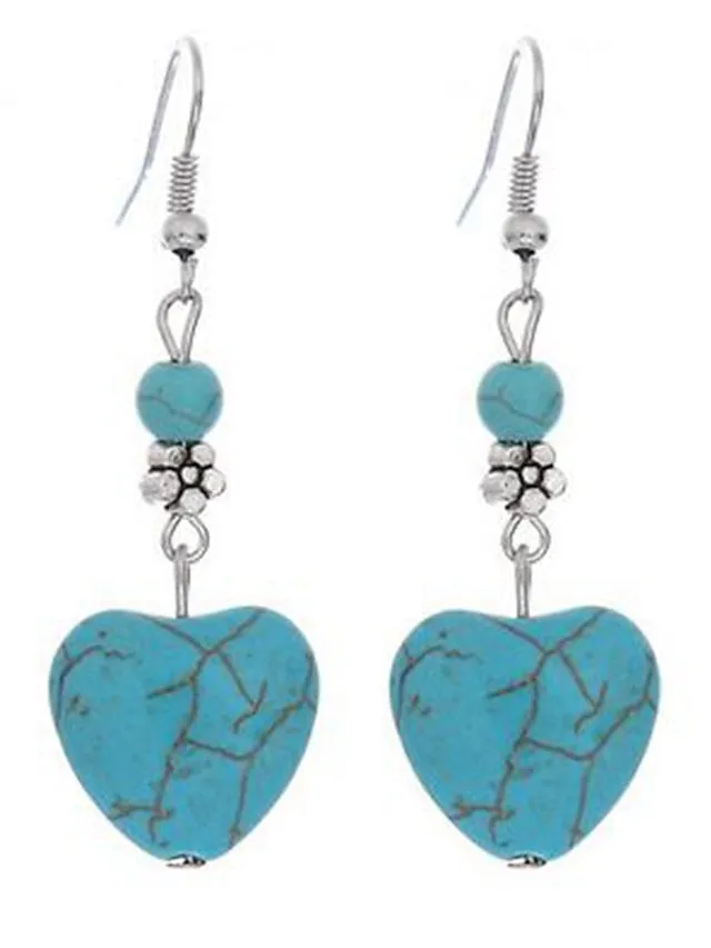 1 Pair Drop Earrings For Turquoise Street Gift Alloy Classic Sweet Heart for Women