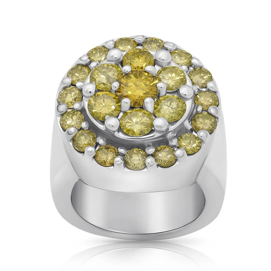 10k White Gold Yellow Diamond Ring 3.5 Ctw