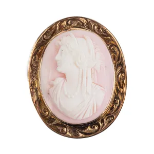 10K Yellow Gold Chased Cameo Brooch