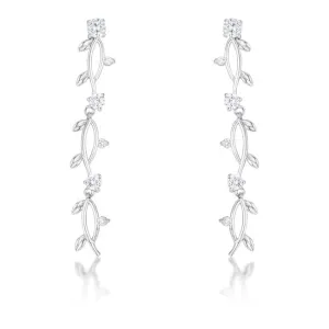 1.1Ct Vine Design Rhodium Earrings