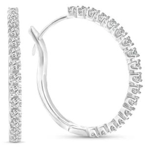 1/2ct Diamond Hoops 10K White Gold