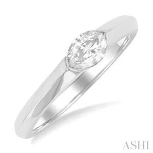 1/3 ctw East-West Set Marquise Cut Diamond Solitaire Fashion Ring in 14K White Gold