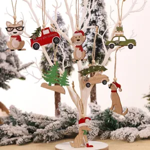 1/3PCs Christmas Pendant Wooden Painted Colorful Car Xmas Tree Drop Ornaments Decorations for Home Kids Toys Gift Xmas New Year