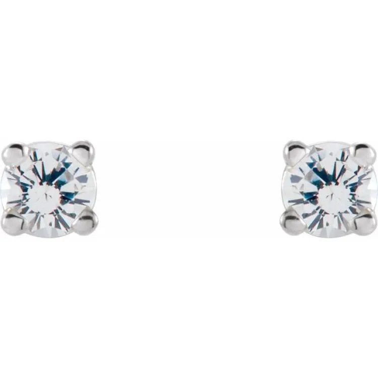 14K White 2.5 mm Natural White Sapphire Stud Earrings