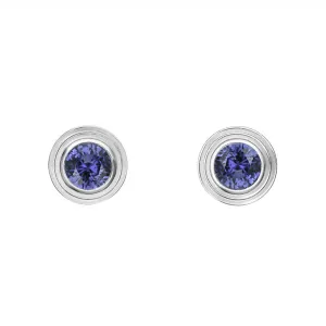 14K White Gold Sapphire Birthstone Stud Earrings