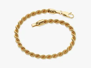 14k Yellow Gold 4.5mm Rope Chain Bracelet