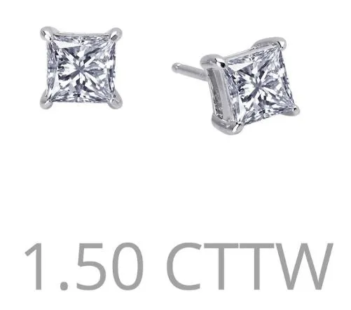 1.5 cttw Simulated Diamond Princess Cut Post Earrings