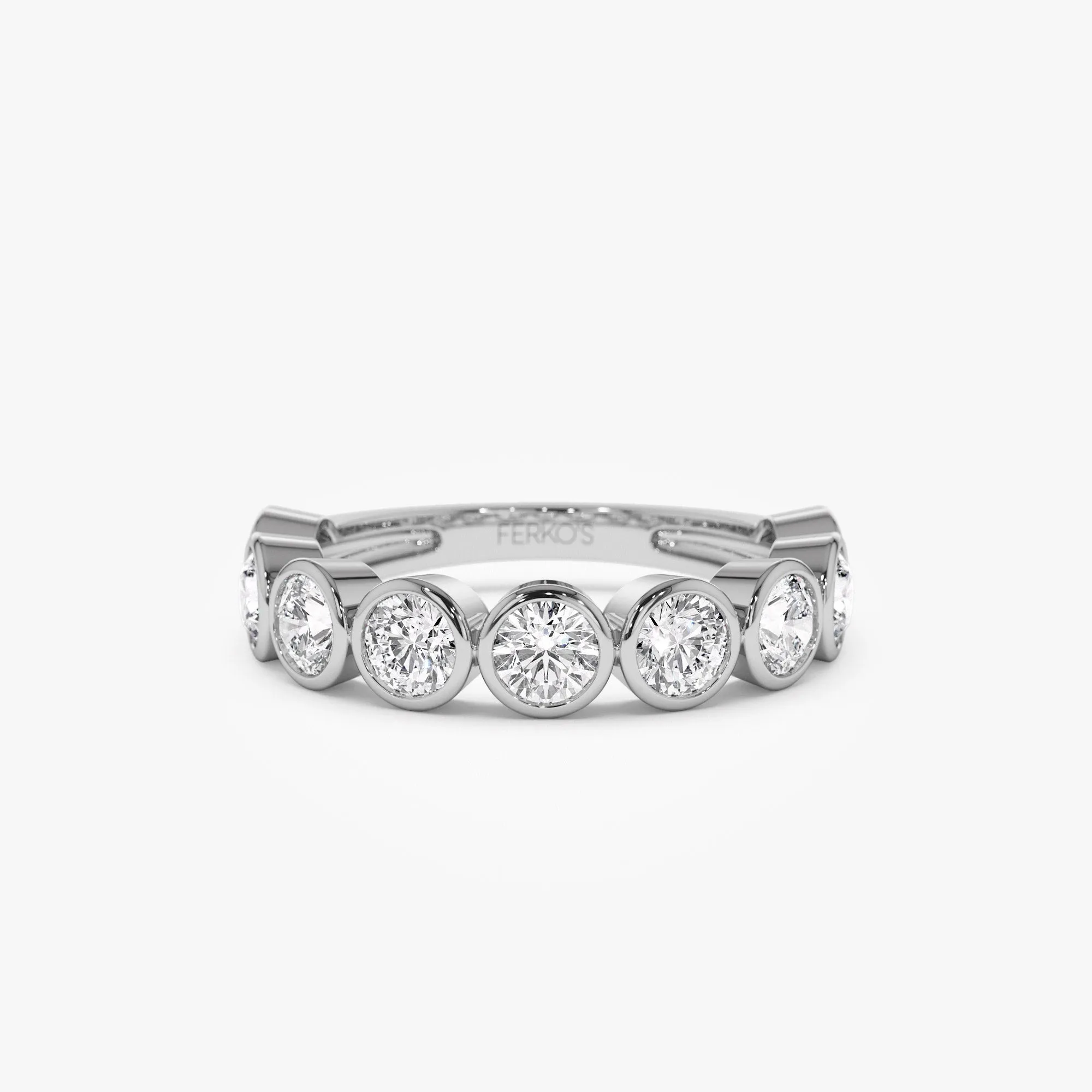 1.75 ctw 14k Bezel Setting Nine Stone Round Lab Grown Diamond Wedding Ring - Lily