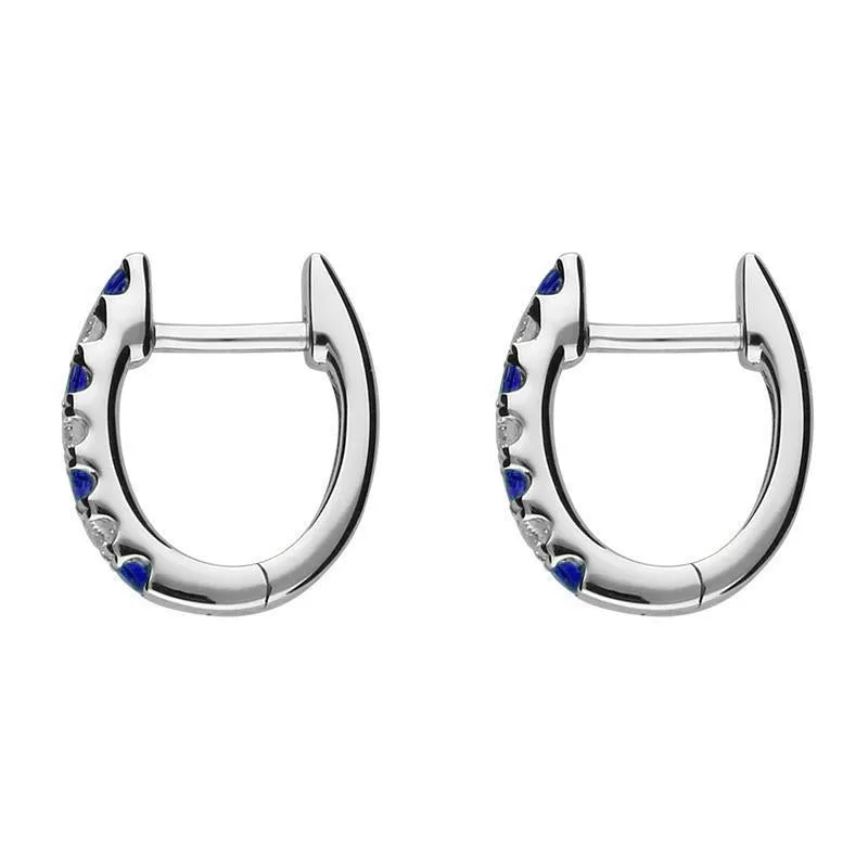 18ct White Gold 0.19ct Sapphire Diamond Petite Hoop Earrings