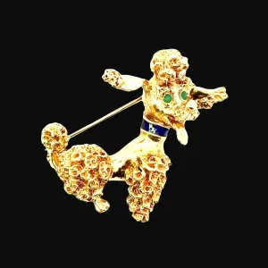 18ct Yellow Gold & Enamel Dog Brooch