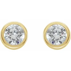 18K Gold 1/3 CTW Round Bezel-Set Solitaire Stud Earring Mounting