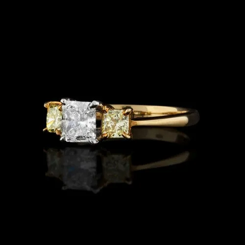 18kt and Platinum Yellow Diamond Ring