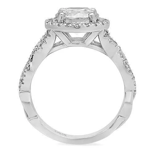 2 Carat Brilliant Cut Highest Quality Cubic Zirconia Bridal Ring 14K White Gold