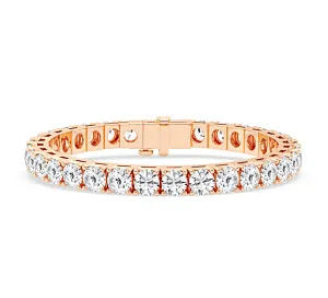 20.00 Carat tw Beautiful Rose Gold Round Brilliant Cut Shiny Diamond Ladies Tennis Bracelet.Secure Double Clasp.