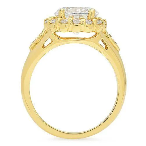 2.5 Carat Round High quality Cubic Zirconia Engagement ring 14K Yellow Gold