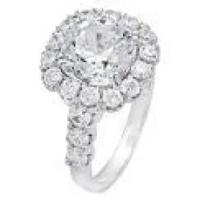 3.5 Cushion Cut Center Halo Cubic Zirconia 14K White Gold Engagement Ring