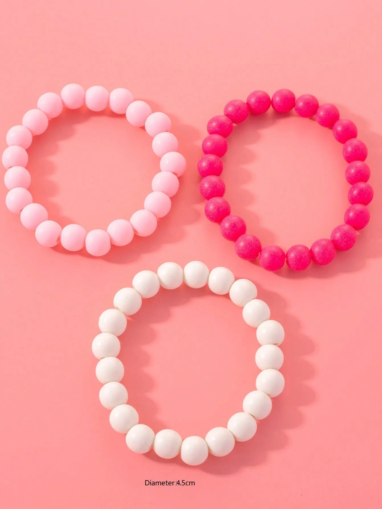 3pcs/set Boho Pink Gradient Set Beaded Bracelet Women Bracelet Stackable