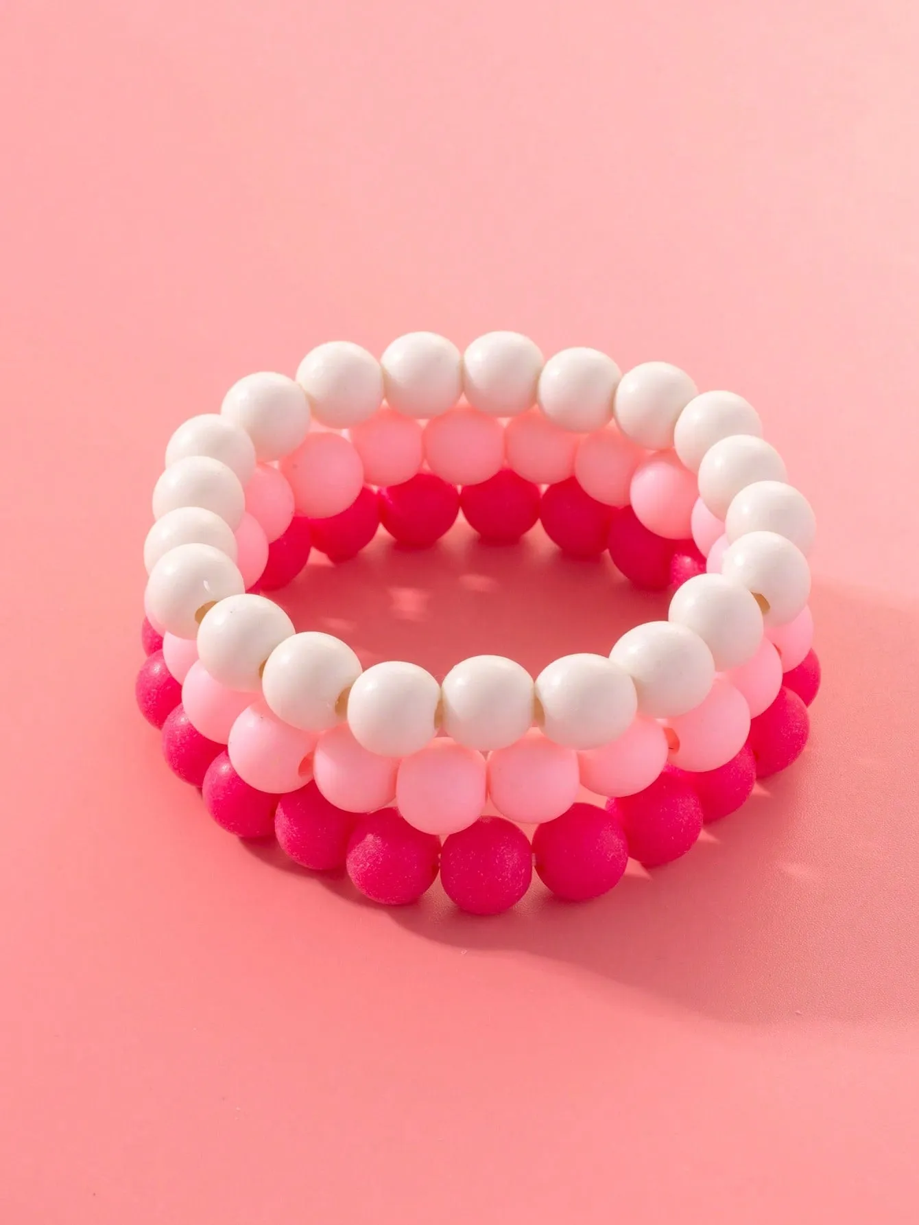 3pcs/set Boho Pink Gradient Set Beaded Bracelet Women Bracelet Stackable