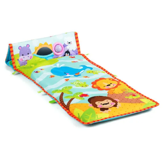 4-in-1 Baby Play Gym Mat with 3 Hanging Educational Toys