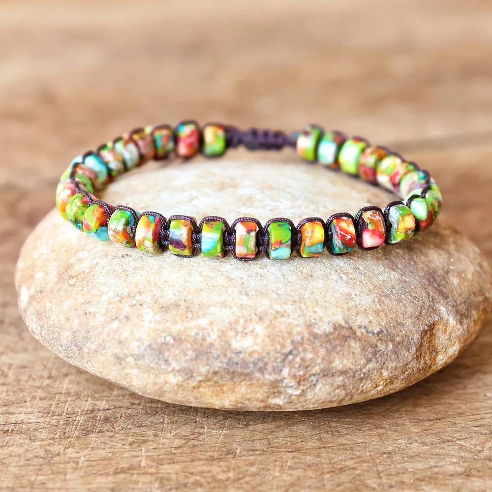 6*4mm Beads 7 Chakra Bracelet DIY Handmade Woven Bracelet Natural Stone Boho Yoga Charm Bangle Women Fashion Jewelry Gifts