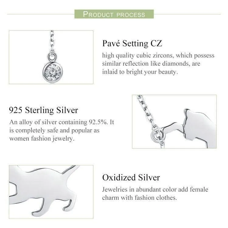 925 Sterling Silver Pussy Cat Pendant Necklace Charm Jewelry