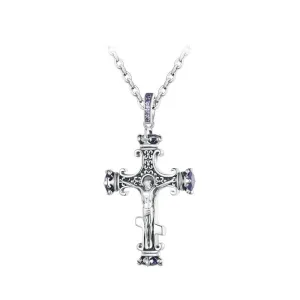 925 Sterling Silver Vintage Pattern Cross Pendant Necklace Crucifix Charms Fit Women Original Necklace DIY Fine Jewelry