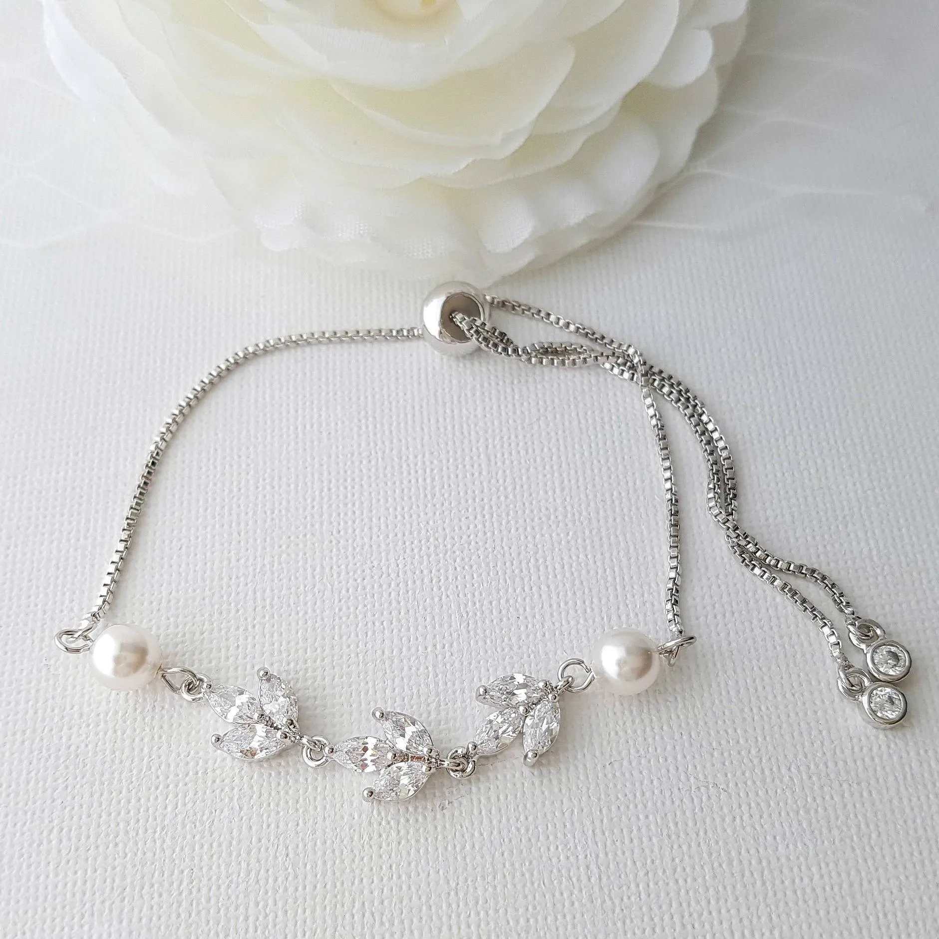 Adjustable Marquise Crystal Bridal Bracelet for Weddings, Formal, Prom-Leila