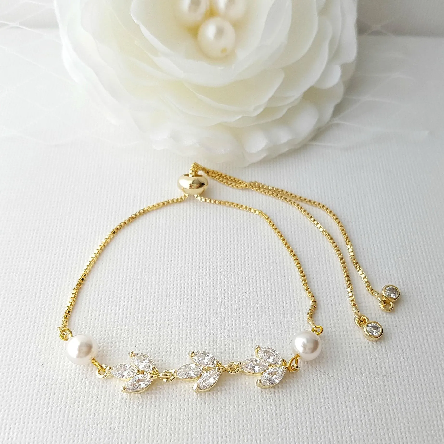 Adjustable Marquise Crystal Bridal Bracelet for Weddings, Formal, Prom-Leila