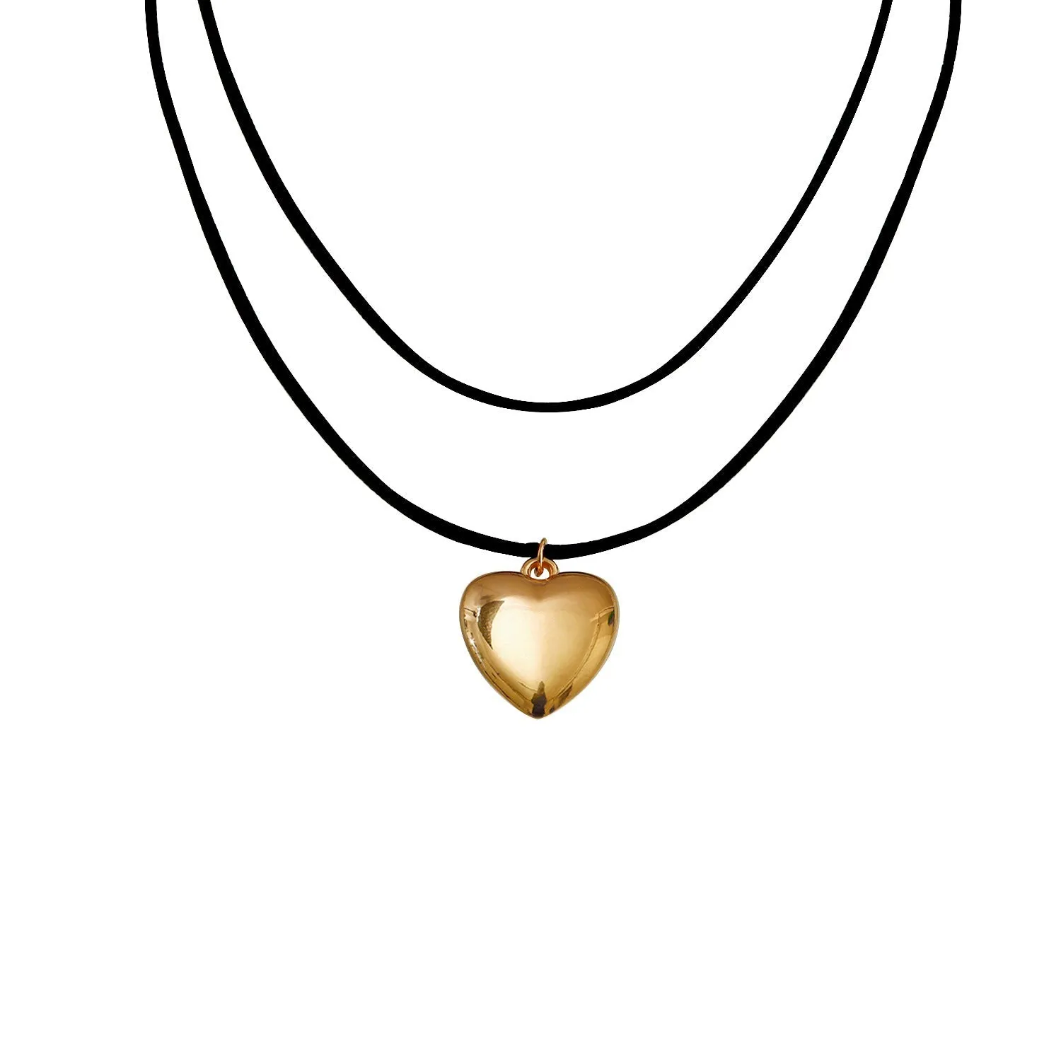 Adjustable Velvet Choker with Big Heart Pendant Necklace