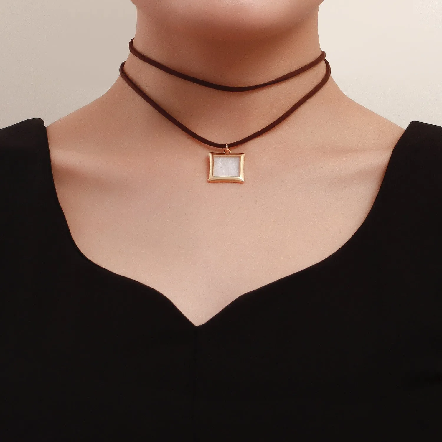 Adjustable Velvet Choker with Big Heart Pendant Necklace