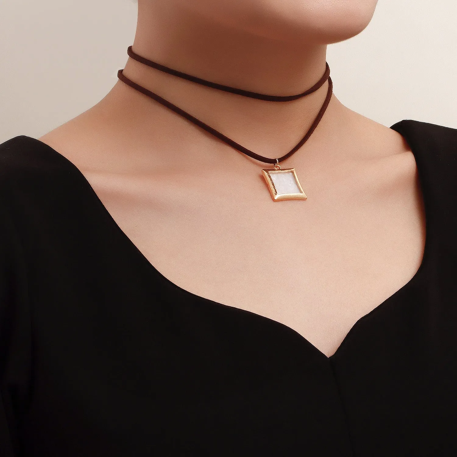 Adjustable Velvet Choker with Big Heart Pendant Necklace