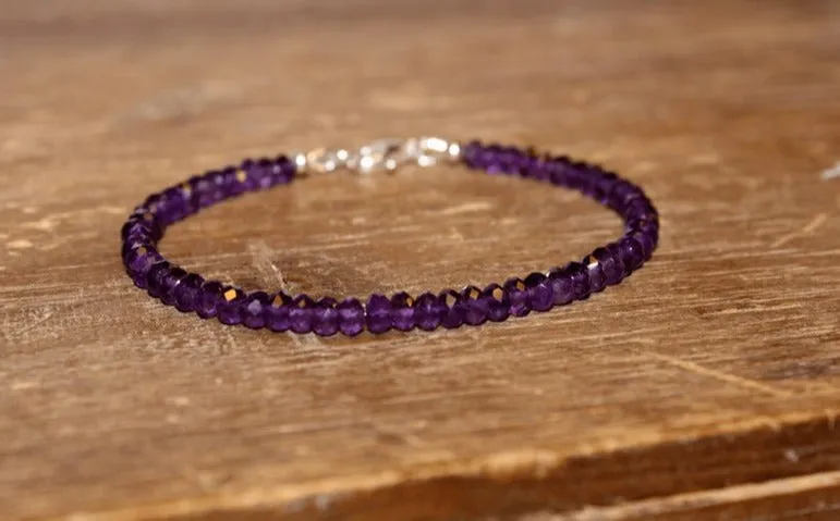 Amethyst Sterling Silver Beads Bracelet