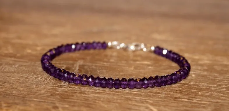 Amethyst Sterling Silver Beads Bracelet