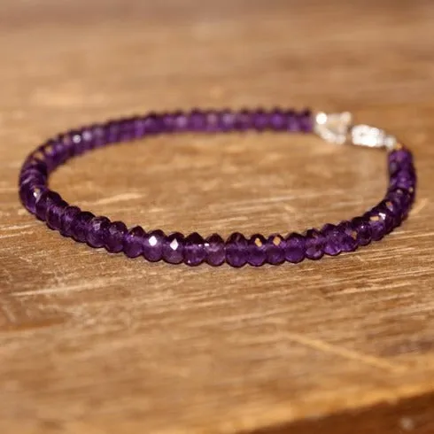 Amethyst Sterling Silver Beads Bracelet