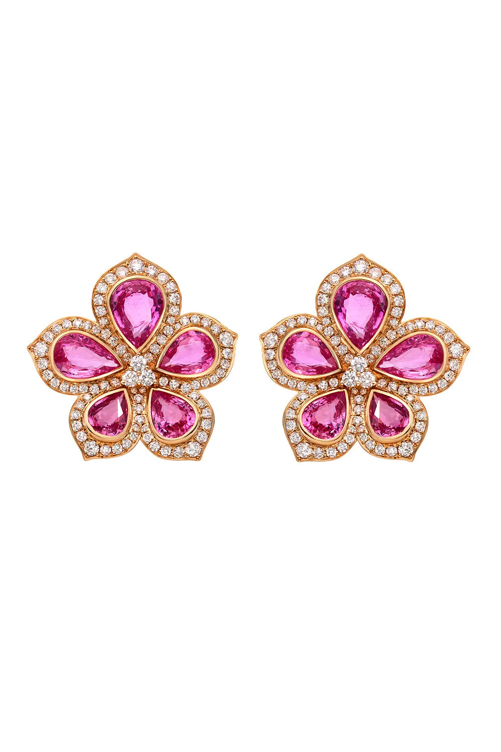 Amore Pink Sapphire Flower Earrings