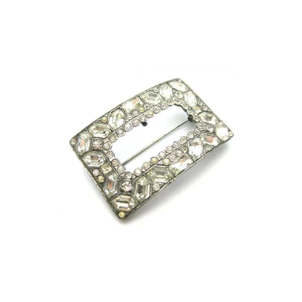 Antique Edwardian 1910 Sterling Silver Paste Brooch