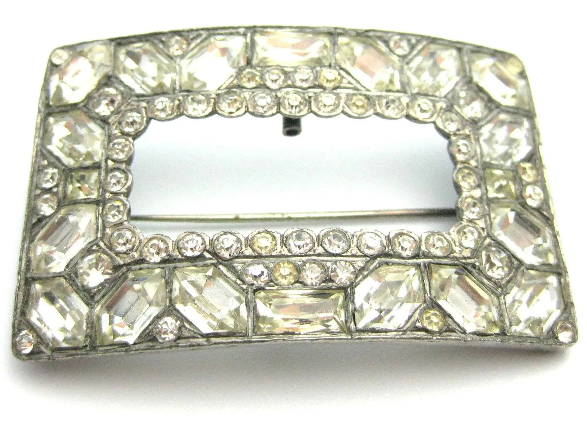 Antique Edwardian 1910 Sterling Silver Paste Brooch