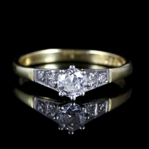 Antique Edwardian Diamond Solitaire Ring 18Ct Plat Circa 1915