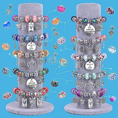 Assortment European Large Hole Spacer Beads,Fairy Garden Beads Rhinestone Craft Beads for DIY Charms Bracelet Jewelry Making (12 Style Pendants)