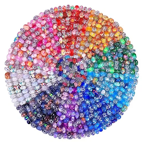 Assortment European Large Hole Spacer Beads,Fairy Garden Beads Rhinestone Craft Beads for DIY Charms Bracelet Jewelry Making (12 Style Pendants)