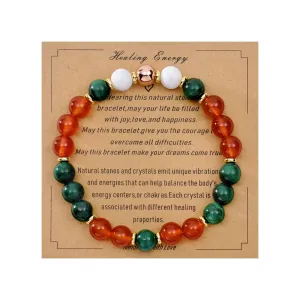 Ayriwoyi Christmas Bracelet Malachite Bracelet Healing Crystal Stone Bracelet Red and Green Bracelets Carnelian Stone Beaded Bracelet for Women Christmas Gifts for Women