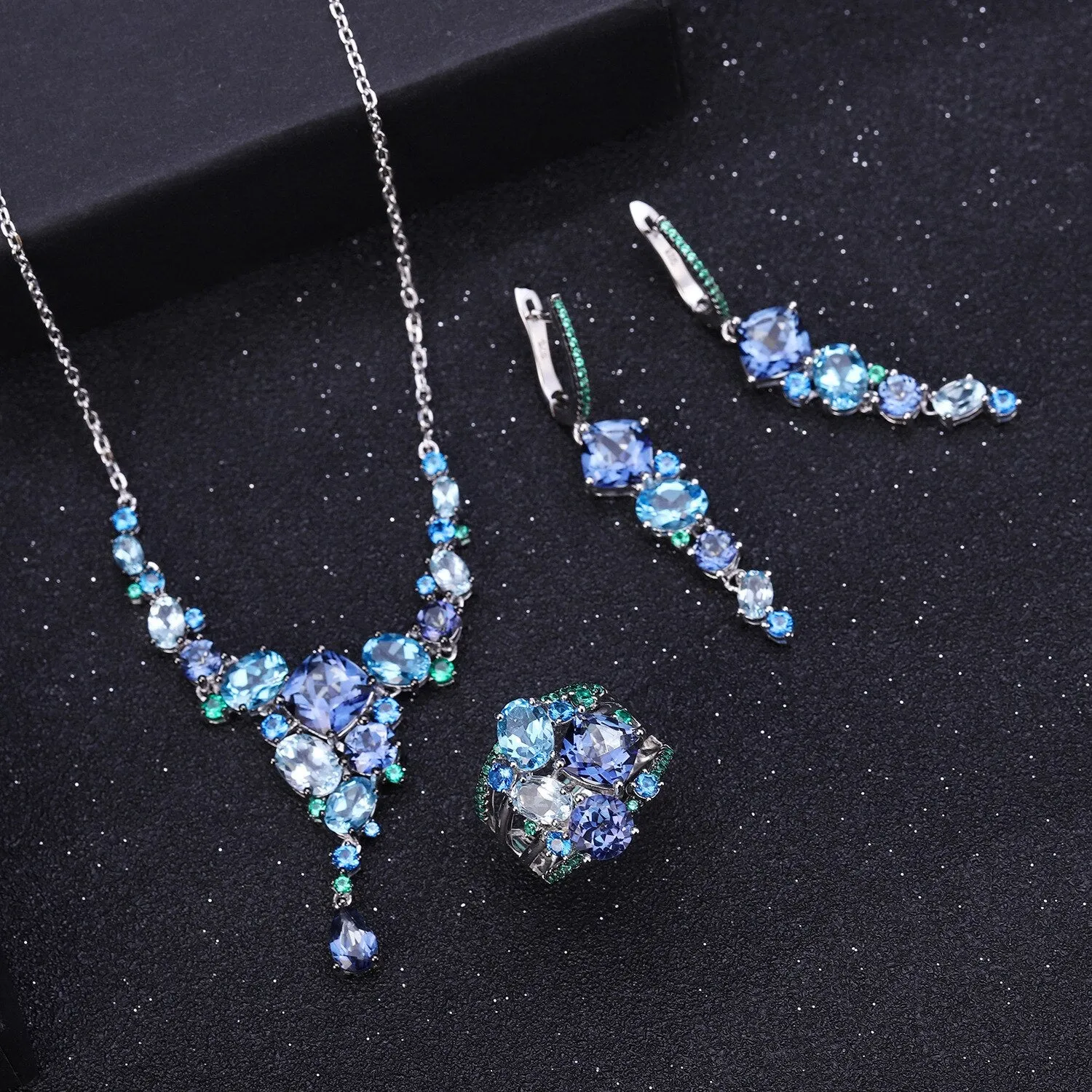 Banquet with luxury necklaces High Jewelry s925 silver natural colorful treasure necklace pendant