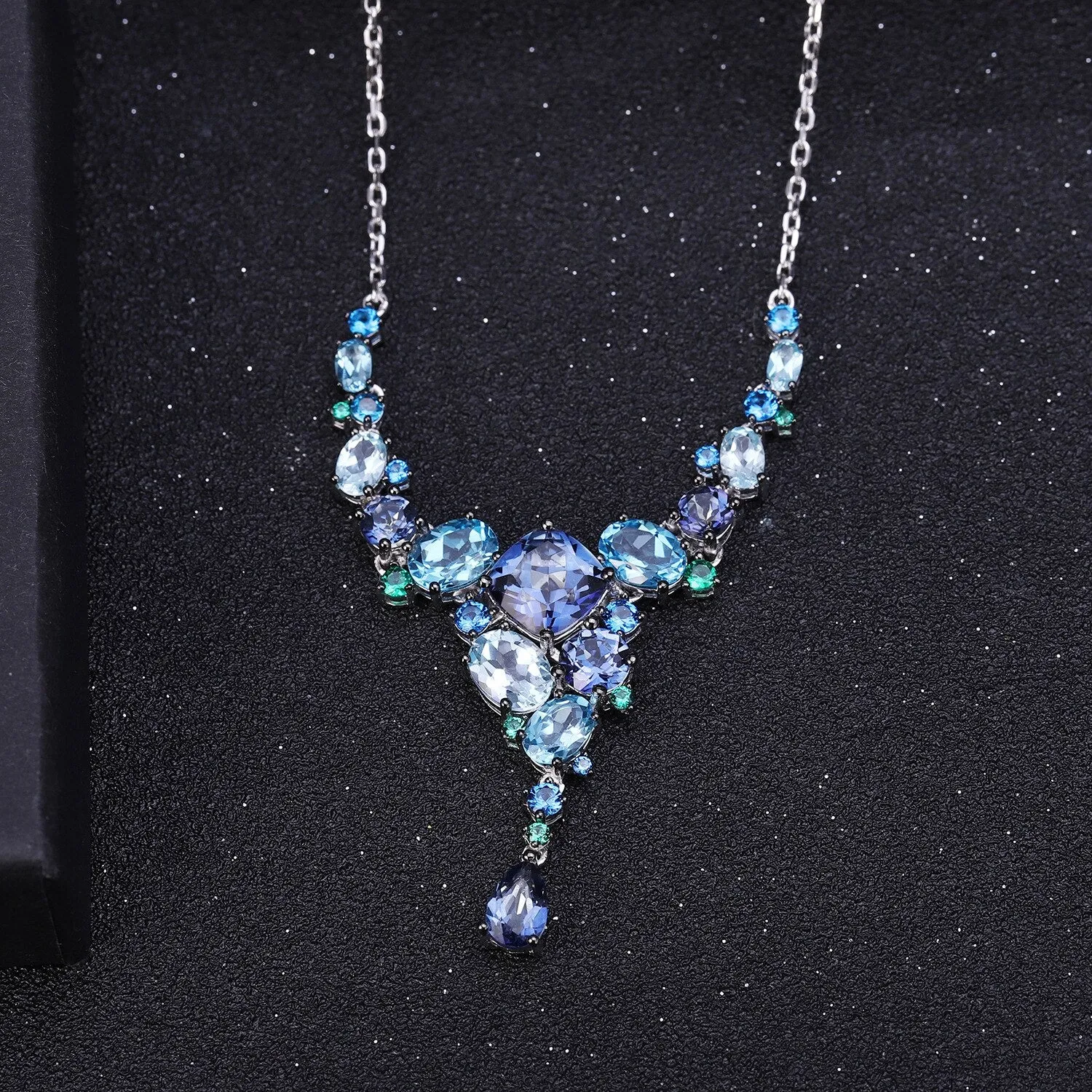 Banquet with luxury necklaces High Jewelry s925 silver natural colorful treasure necklace pendant