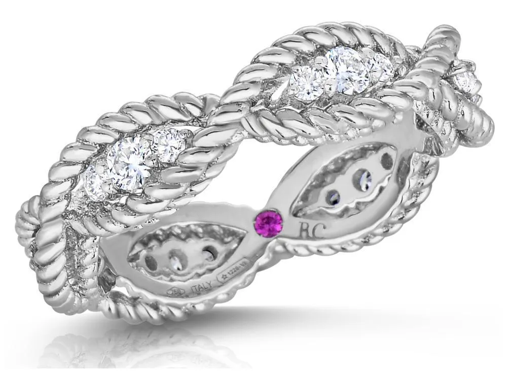 Barocco Braided Diamond Ring in White Gold