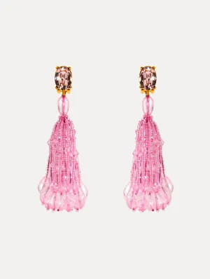 Beaded Tassel Clip-On Earrings