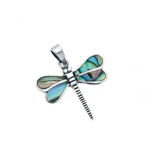 Beginnings Sterling Silver P2512S Paua Shell Dragonfly Pendant