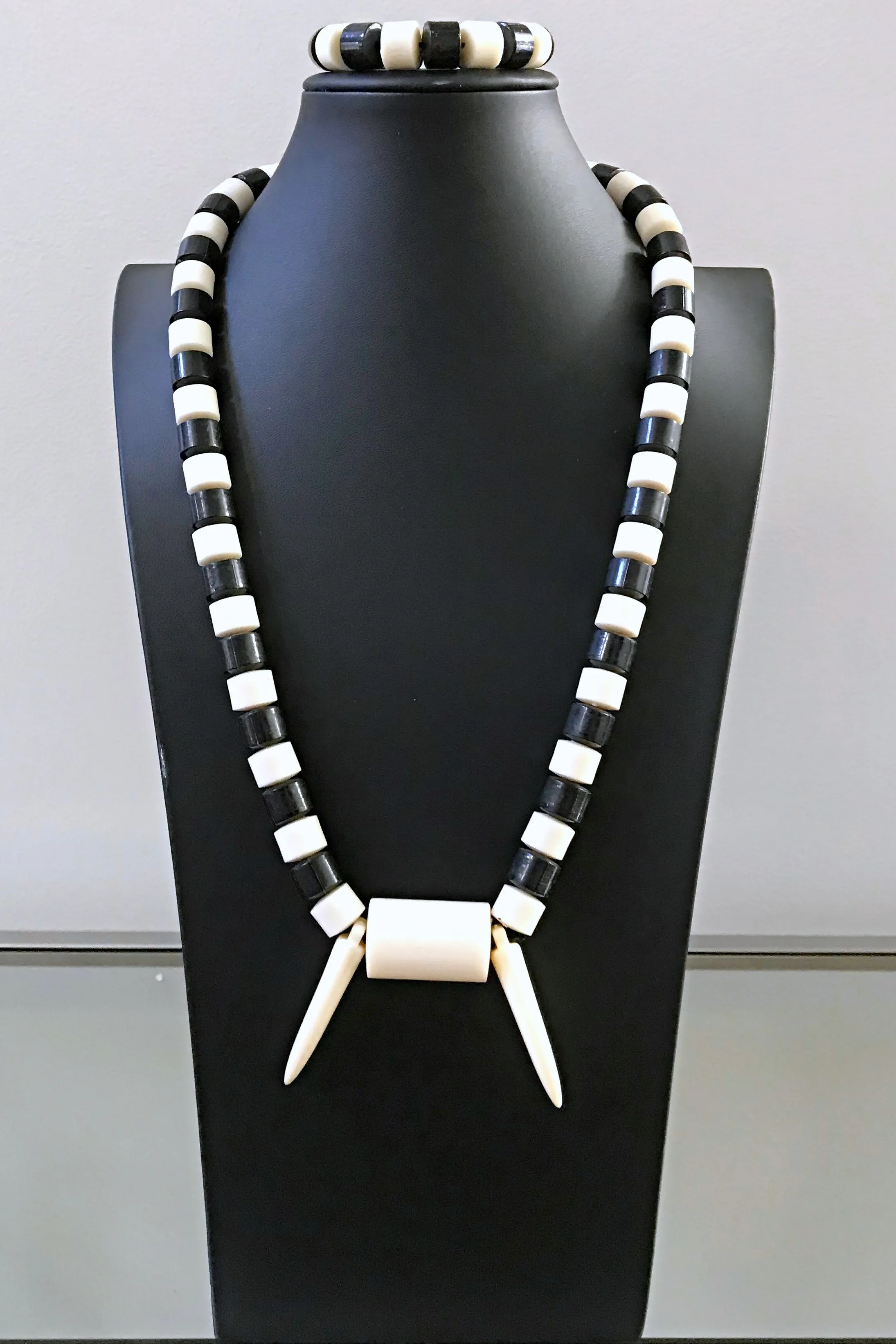 Black & Off-White Nigerian Wedding Beads Necklace