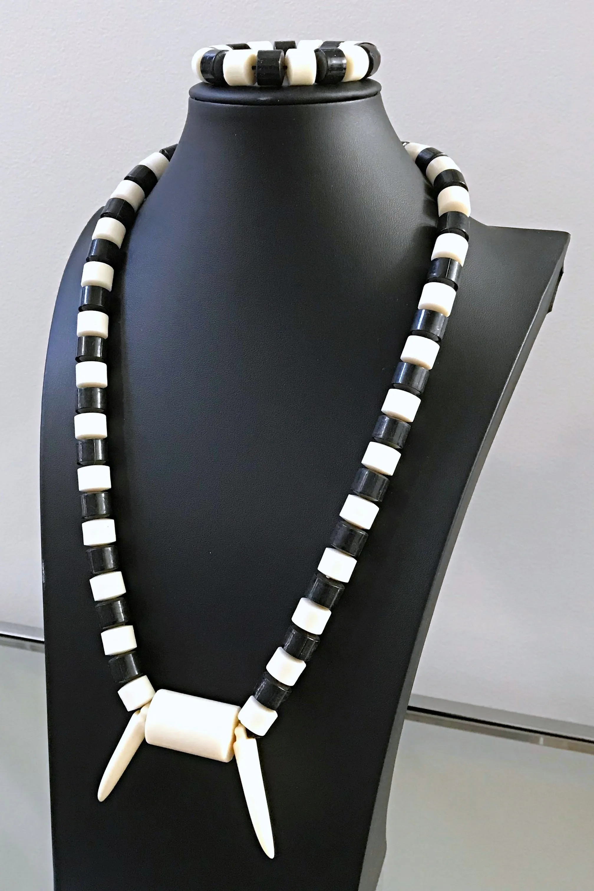 Black & Off-White Nigerian Wedding Beads Necklace