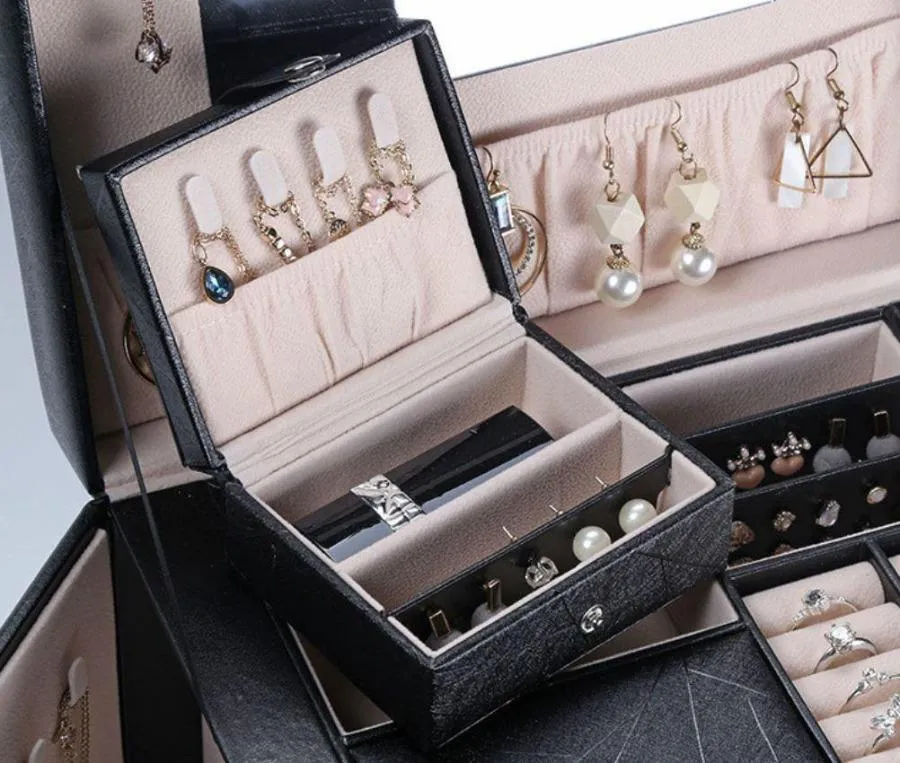 Black Large Jewellery Box With Lock